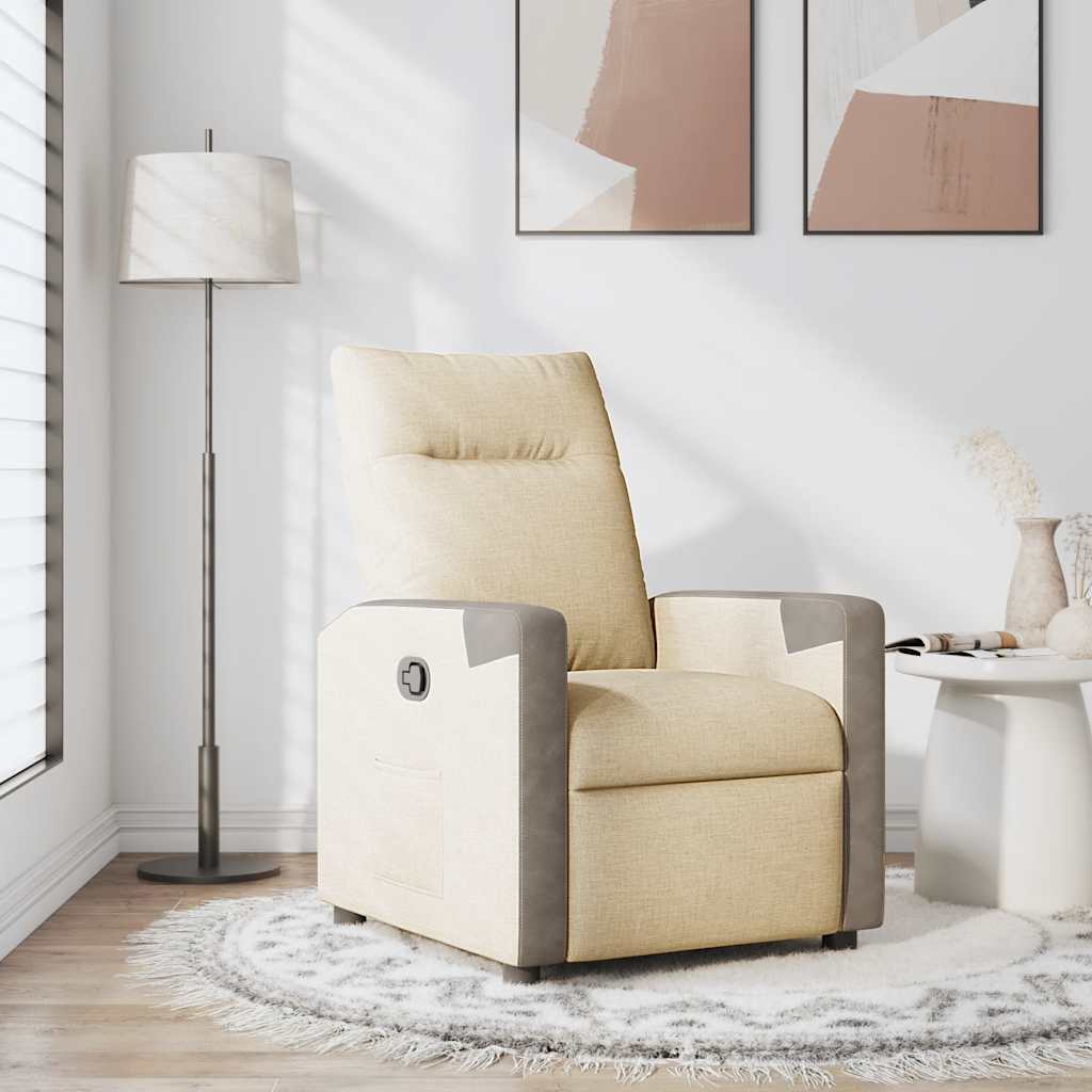 Fauteuil verstelbaar stof crèmekleurig is nu te koop bij PeponiXL, paradijselijk wonen!