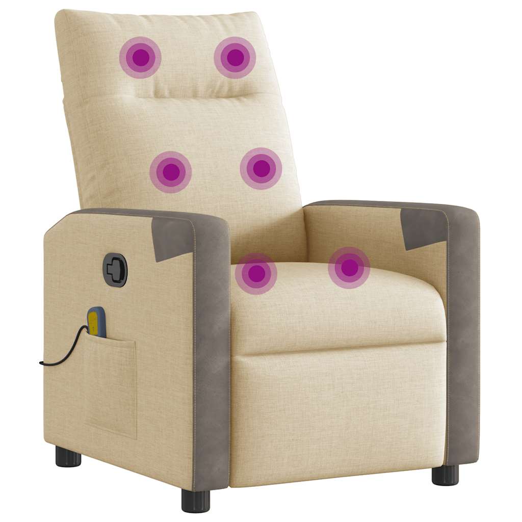 Massagestoel verstelbaar stof crèmekleurig is nu te koop bij PeponiXL, paradijselijk wonen!