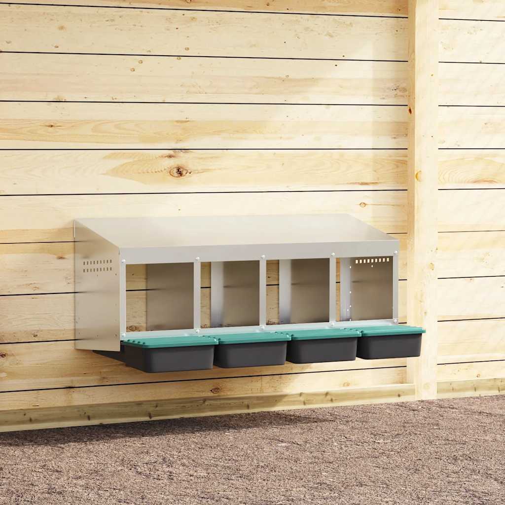 Kippennestkast 4 compartimenten wandmontage gegalvaniseerd staal is nu te koop bij PeponiXL, paradijselijk wonen!