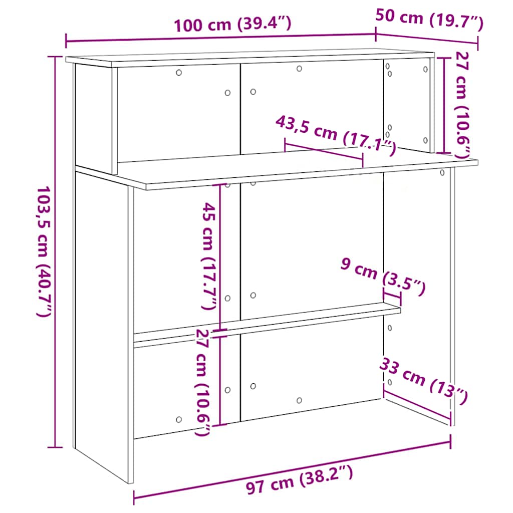 Receptiebalie wit 100x50x103,5 cm bewerkt hout is nu te koop bij PeponiXL, paradijselijk wonen!
