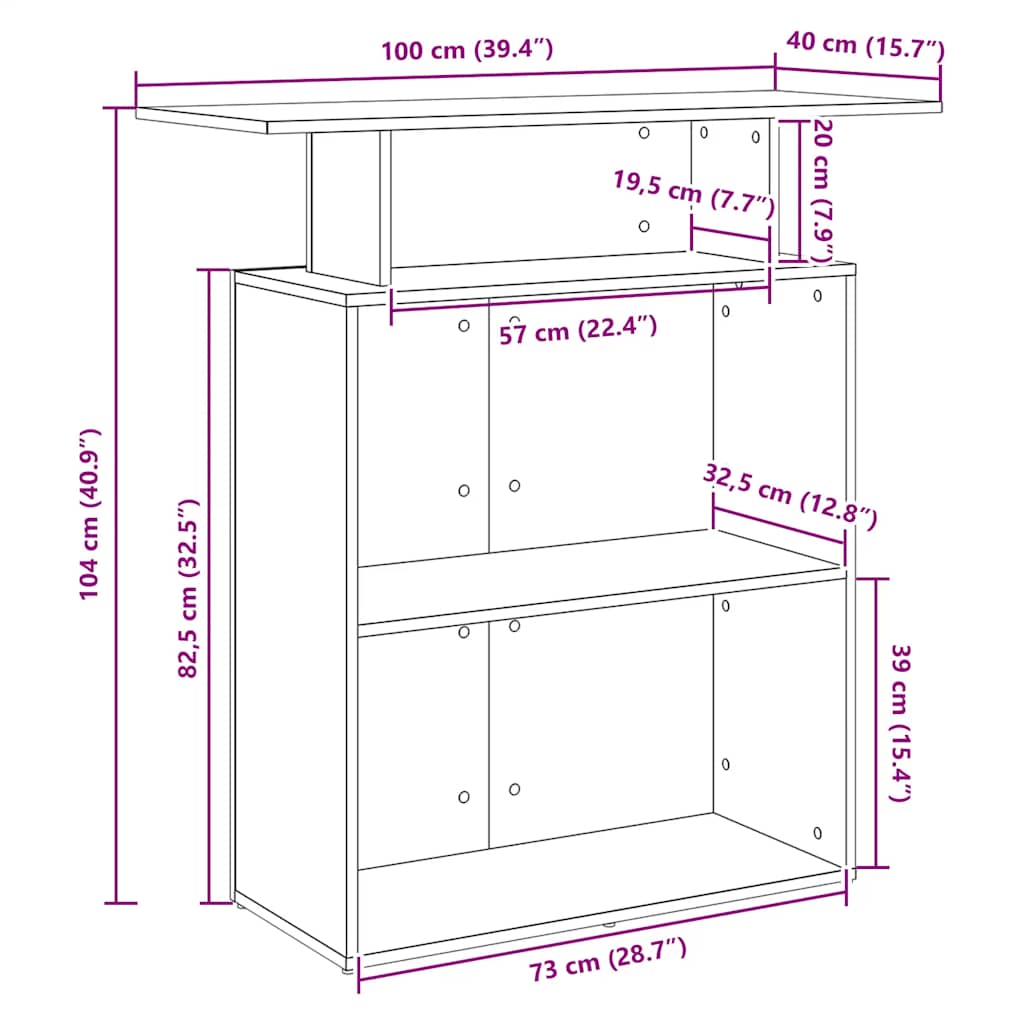 Receptiebalie Sonoma Eiken 100x40x104 cm Bewerkt Hout is nu te koop bij PeponiXL, paradijselijk wonen!