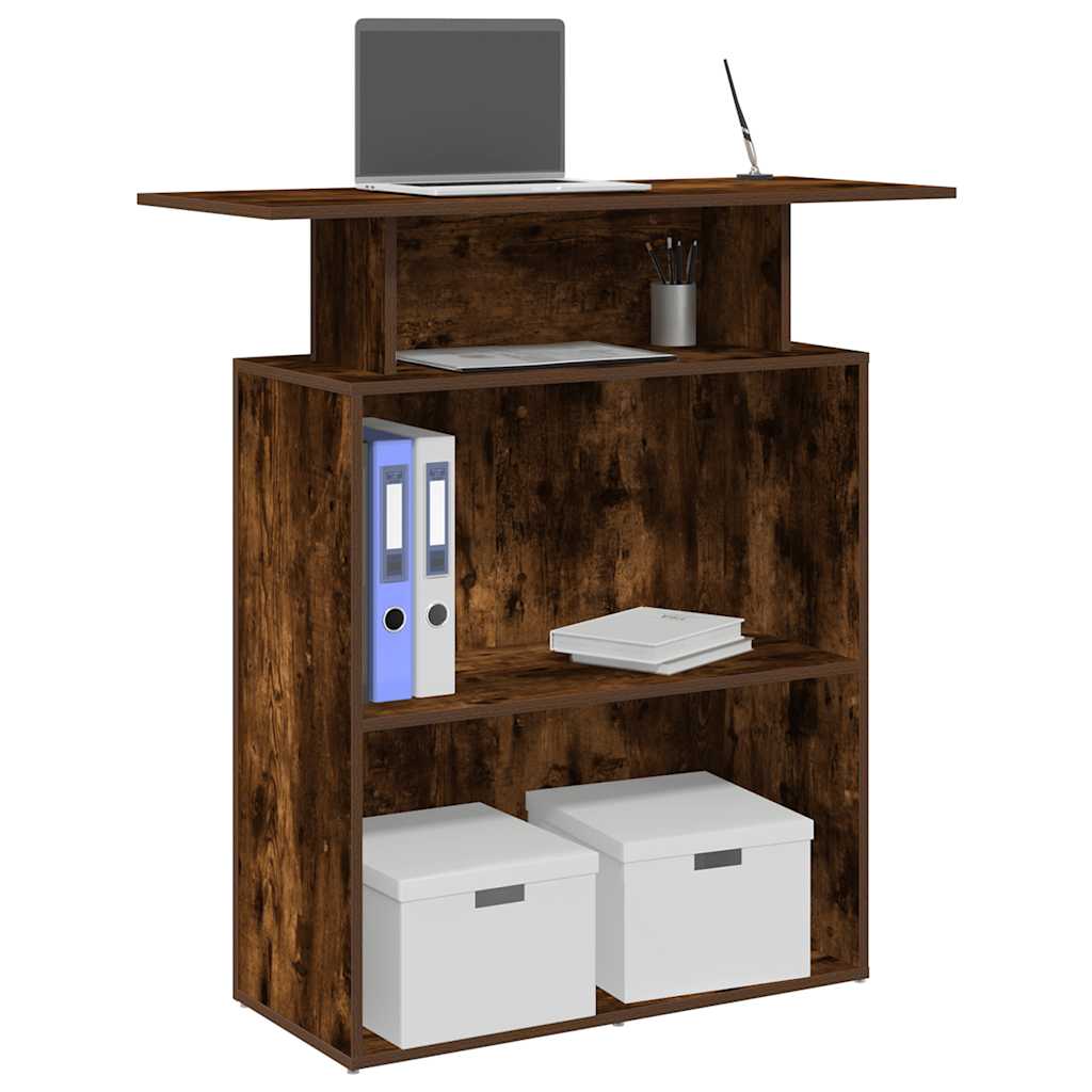 Receptiebalie 100x40x104 cm bewerkt hout gerookt eikenkleurig is nu te koop bij PeponiXL, paradijselijk wonen!