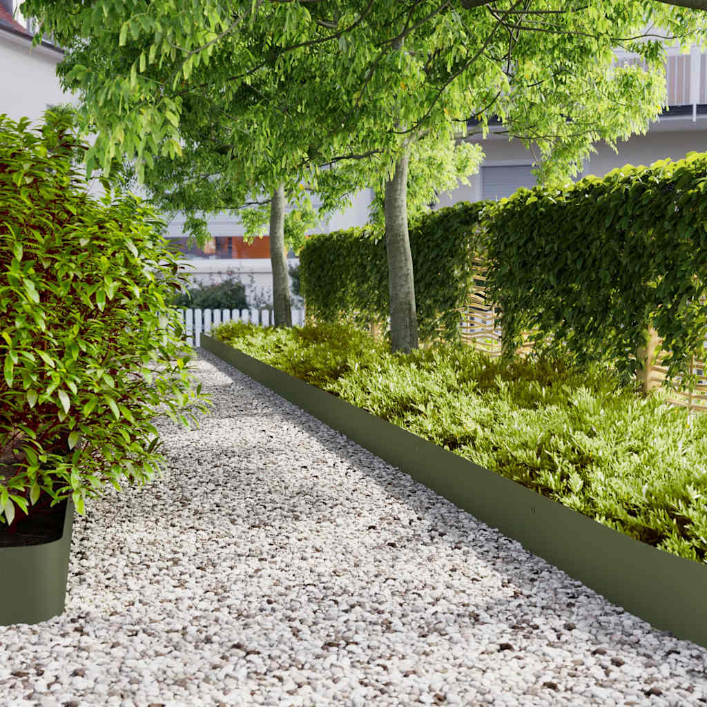 Gazonranden 30 st 20x103 cm koudgewalst staal olijfgroen is nu te koop bij PeponiXL, paradijselijk wonen!