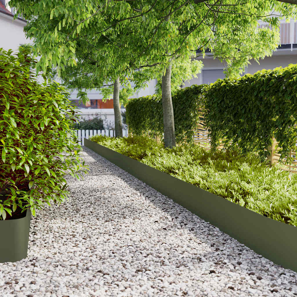 Gazonranden 20 st 25x103 cm koudgewalst staal olijfgroen is nu te koop bij PeponiXL, paradijselijk wonen!