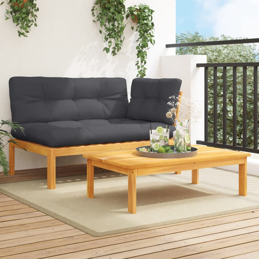 2-delige Loungeset pallet met kussens massief acaciahout is nu te koop bij PeponiXL, paradijselijk wonen!