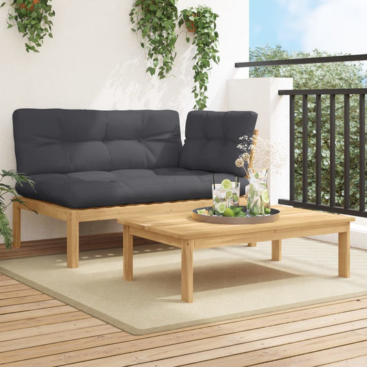 2-delige Loungeset pallet met kussens massief acaciahout is nu te koop bij PeponiXL, paradijselijk wonen!