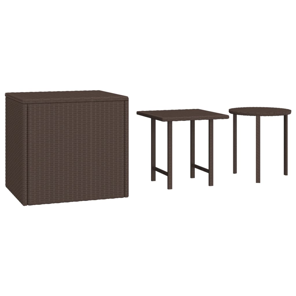 Tuinbijzettafels 3 st poly rattan bruin is nu te koop bij PeponiXL, paradijselijk wonen!