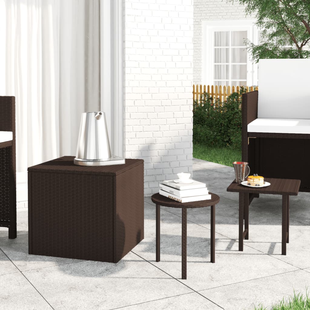 Tuinbijzettafels 3 st poly rattan bruin is nu te koop bij PeponiXL, paradijselijk wonen!
