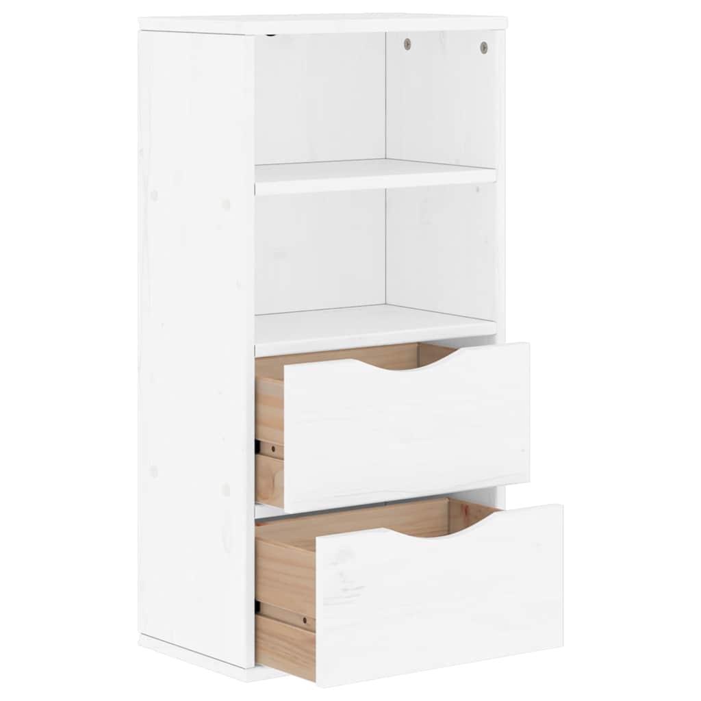 Bijzetkast met lades ODDA 40x24x79 cm massief grenenhout wit is nu te koop bij PeponiXL, paradijselijk wonen!