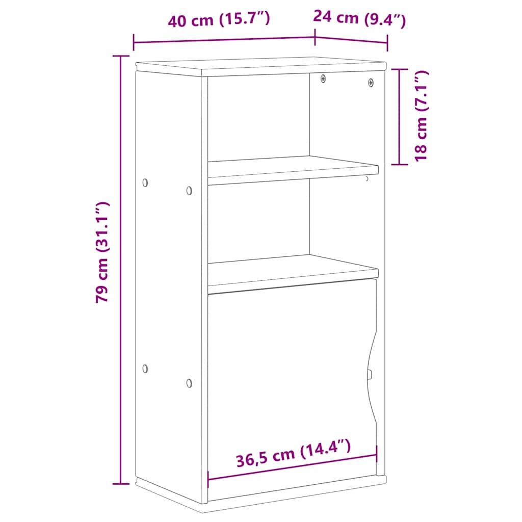 Bijzetkast ODDA 40x24x79 cm massief grenenhout is nu te koop bij PeponiXL, paradijselijk wonen!