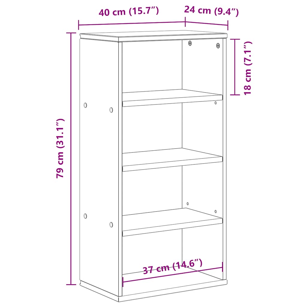 Bijzetkast ODDA 40x24x79 cm massief grenenhout is nu te koop bij PeponiXL, paradijselijk wonen!
