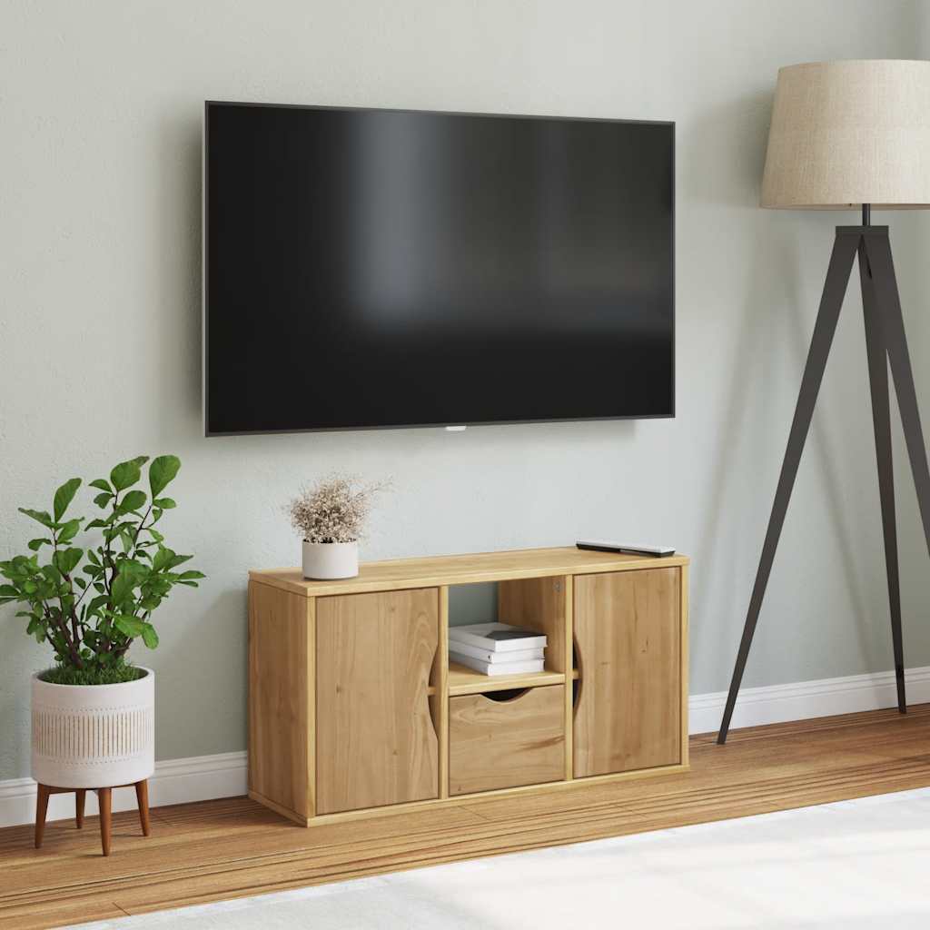 Tv-meubel met lade ODDA 79x24x40 cm massief grenenhout is nu te koop bij PeponiXL, paradijselijk wonen!
