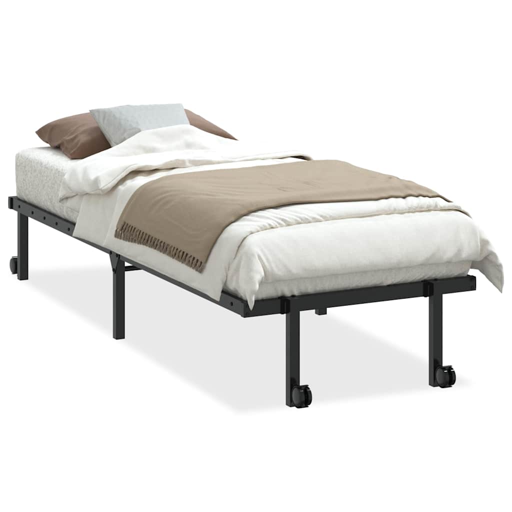 Bedframe zonder matras opvouwbaar 80x200 cm staal zwart is nu te koop bij PeponiXL, paradijselijk wonen!