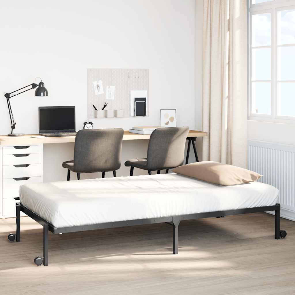 Bedframe zonder matras opvouwbaar 80x200 cm staal zwart is nu te koop bij PeponiXL, paradijselijk wonen!