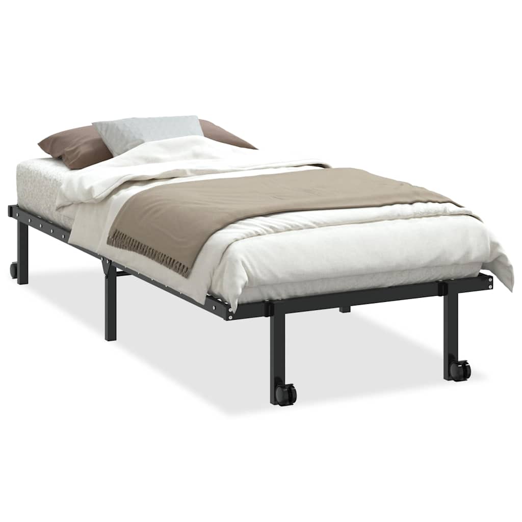 Bedframe zonder matras opvouwbaar 90x200 cm staal zwart is nu te koop bij PeponiXL, paradijselijk wonen!