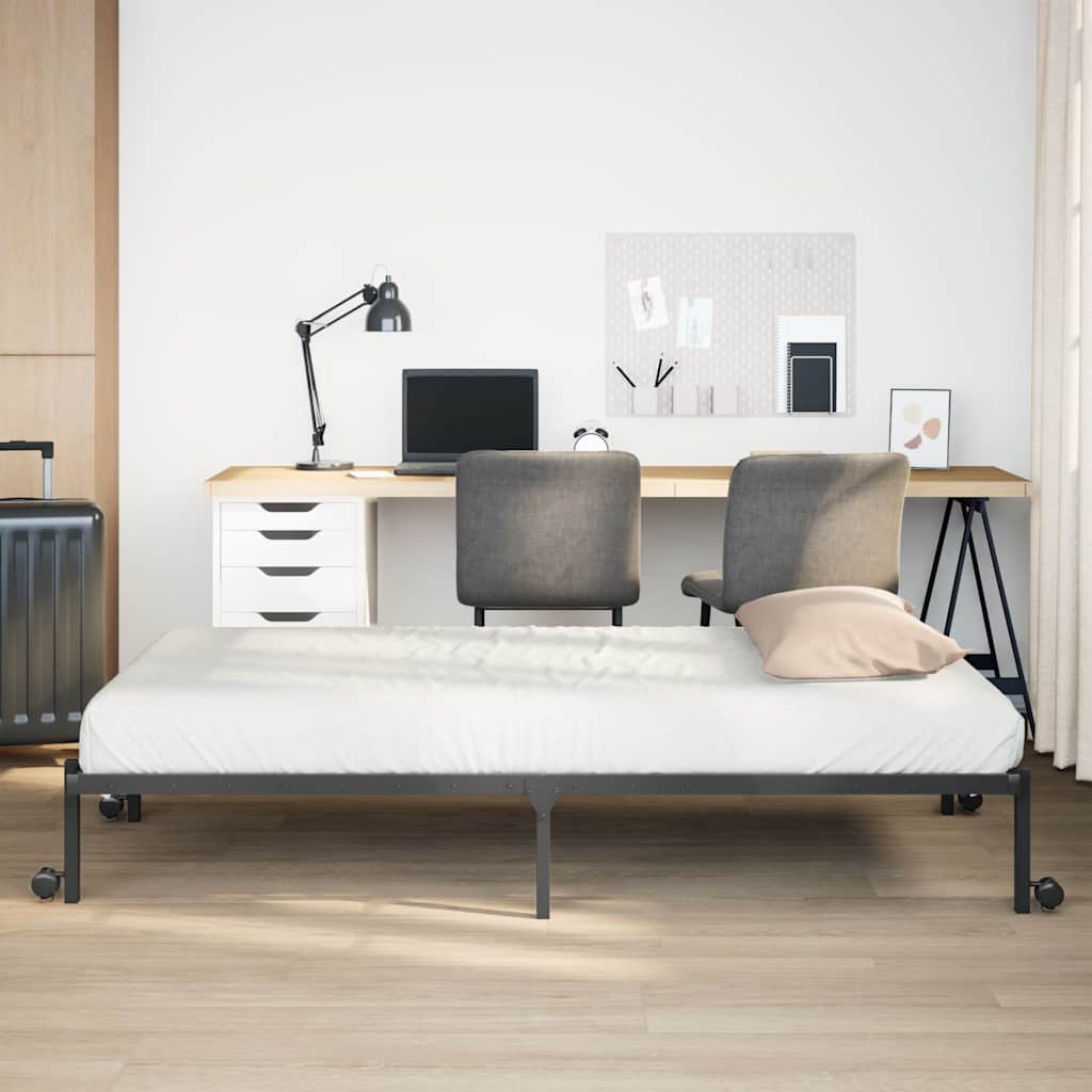 Bedframe zonder matras opvouwbaar 90x200 cm staal zwart is nu te koop bij PeponiXL, paradijselijk wonen!