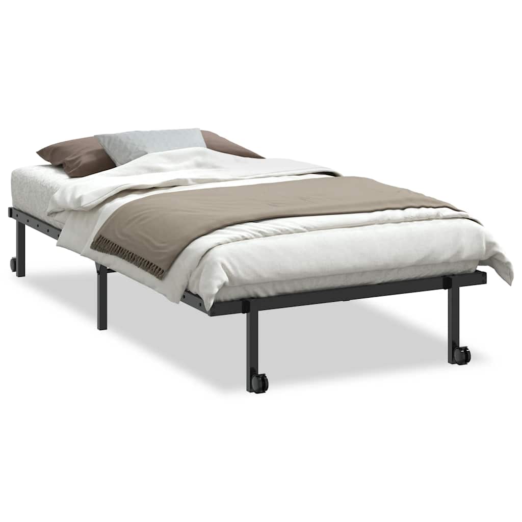 Bedframe zonder matras opvouwbaar 100x190 cm staal zwart is nu te koop bij PeponiXL, paradijselijk wonen!