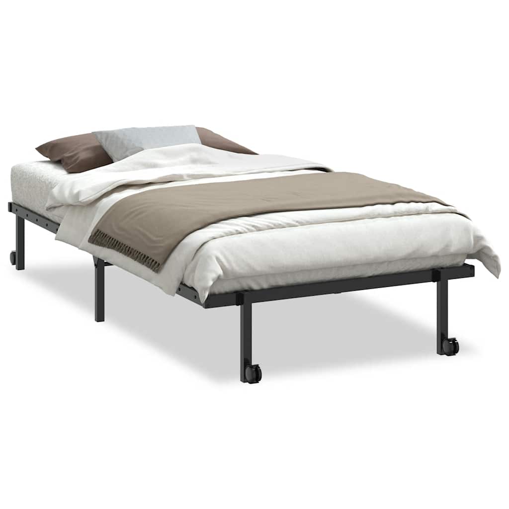 Bedframe zonder matras opvouwbaar 107x203 cm staal zwart is nu te koop bij PeponiXL, paradijselijk wonen!