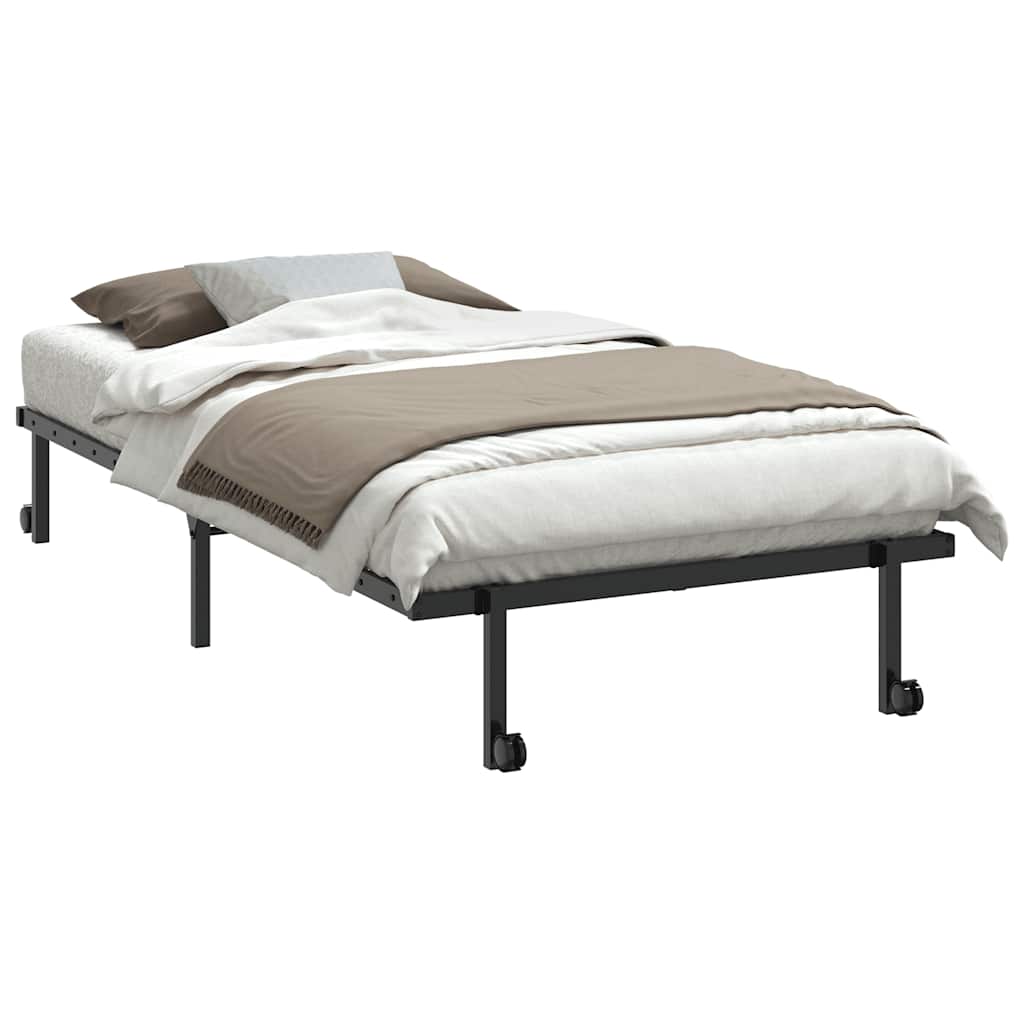Bedframe zonder matras opvouwbaar 107x203 cm staal zwart is nu te koop bij PeponiXL, paradijselijk wonen!