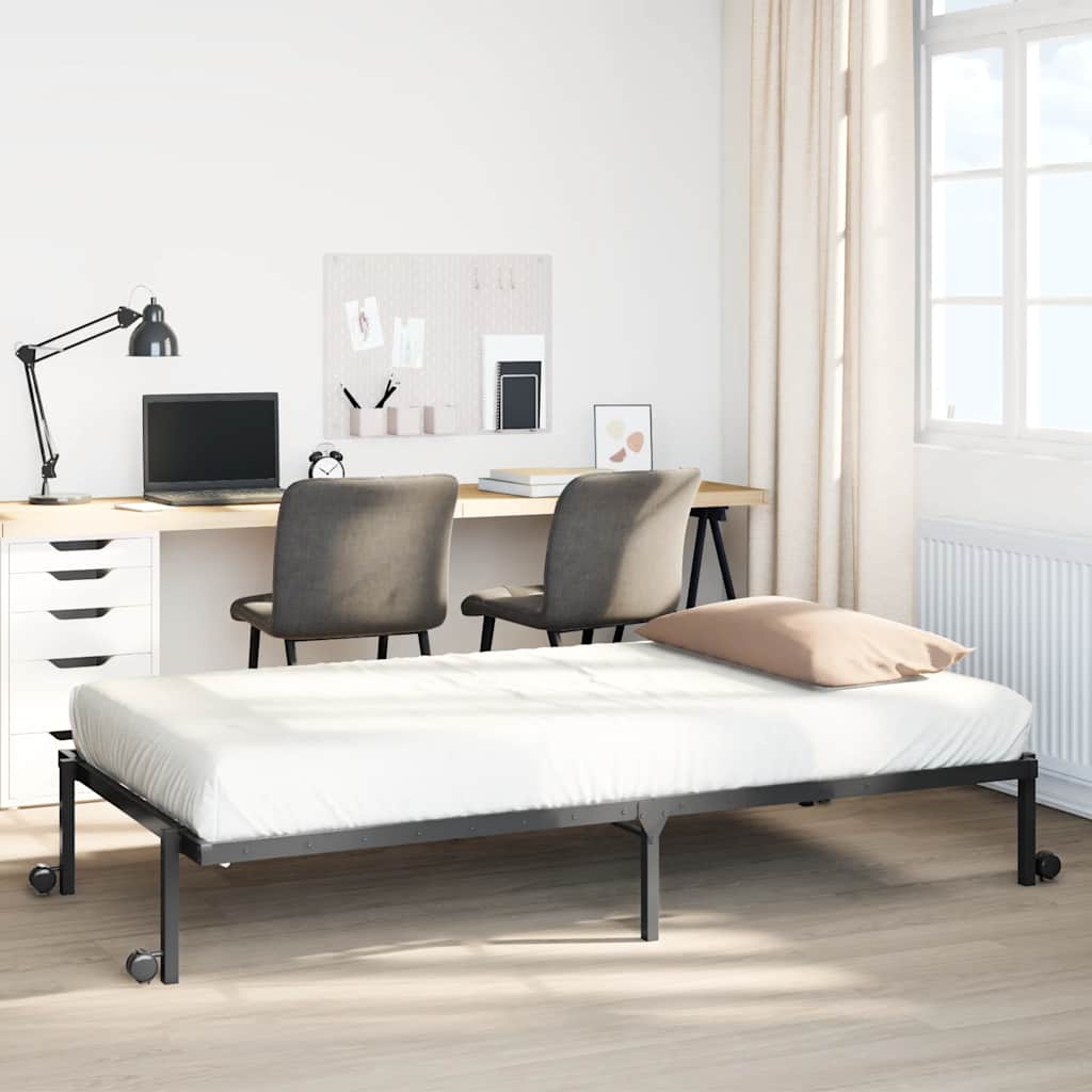 Bedframe zonder matras opvouwbaar 107x203 cm staal zwart is nu te koop bij PeponiXL, paradijselijk wonen!