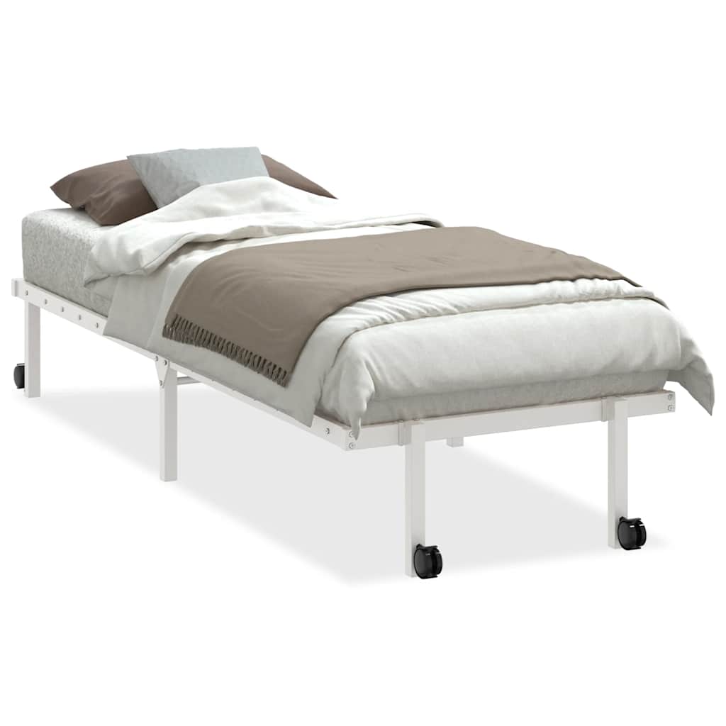Bedframe zonder matras opvouwbaar 75x190 cm staal wit is nu te koop bij PeponiXL, paradijselijk wonen!
