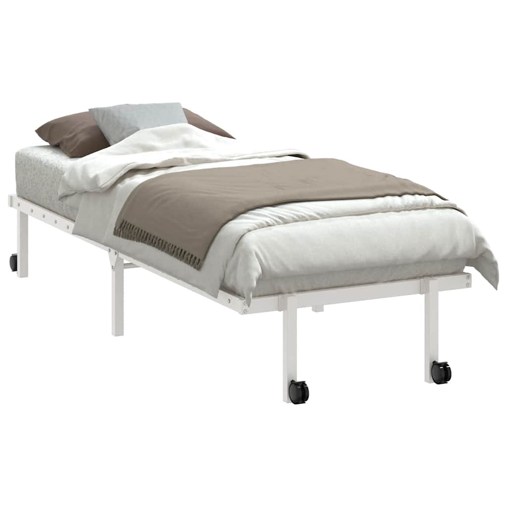 Bedframe zonder matras opvouwbaar 75x190 cm staal wit is nu te koop bij PeponiXL, paradijselijk wonen!
