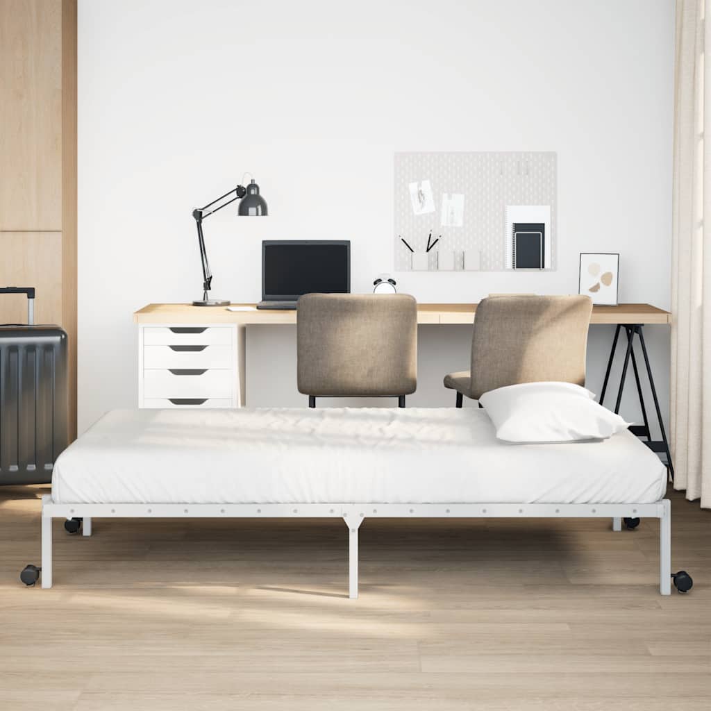 Bedframe zonder matras opvouwbaar 75x190 cm staal wit is nu te koop bij PeponiXL, paradijselijk wonen!