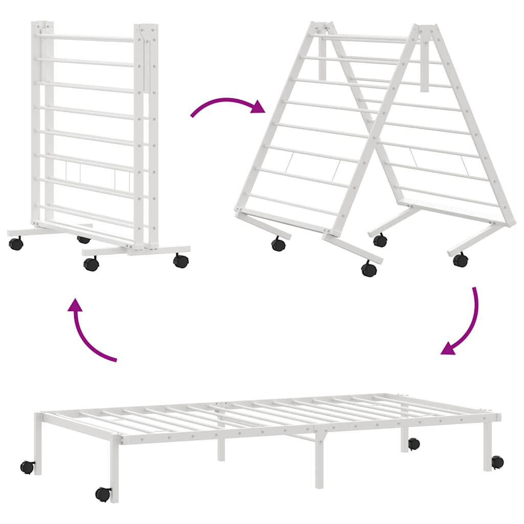 Bedframe zonder matras opvouwbaar 75x190 cm staal wit is nu te koop bij PeponiXL, paradijselijk wonen!