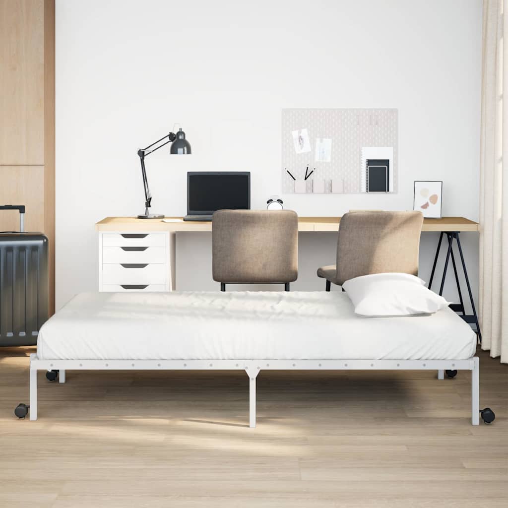 Bedframe zonder matras opvouwbaar 100x190 cm staal wit is nu te koop bij PeponiXL, paradijselijk wonen!