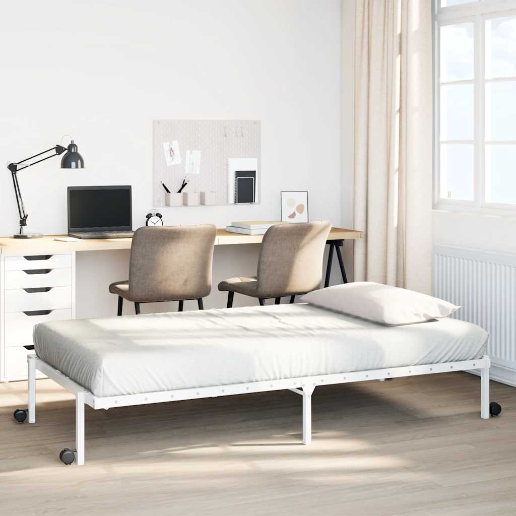 Bedframe zonder matras opvouwbaar 100x190 cm staal wit is nu te koop bij PeponiXL, paradijselijk wonen!