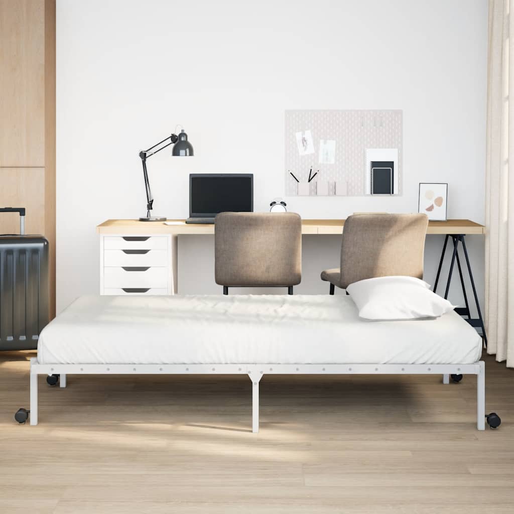 Bedframe zonder matras opvouwbaar 100x200 cm staal wit is nu te koop bij PeponiXL, paradijselijk wonen!