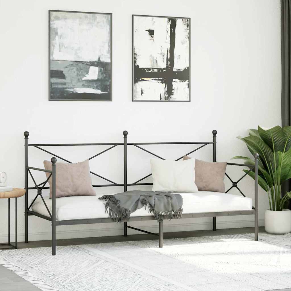 Slaapbank zonder matras 75x190 cm staal zwart is nu te koop bij PeponiXL, paradijselijk wonen!