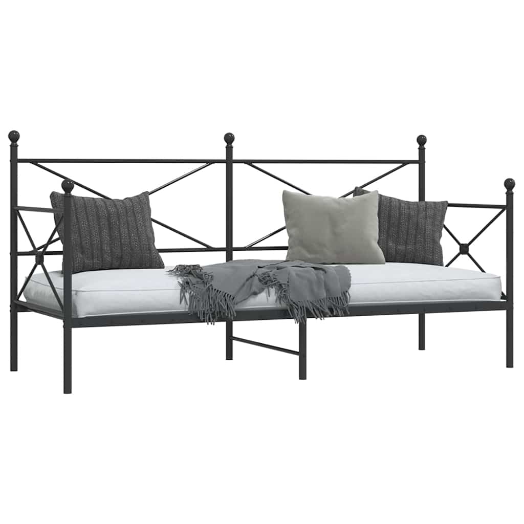 Slaapbank zonder matras 75x190 cm staal zwart is nu te koop bij PeponiXL, paradijselijk wonen!