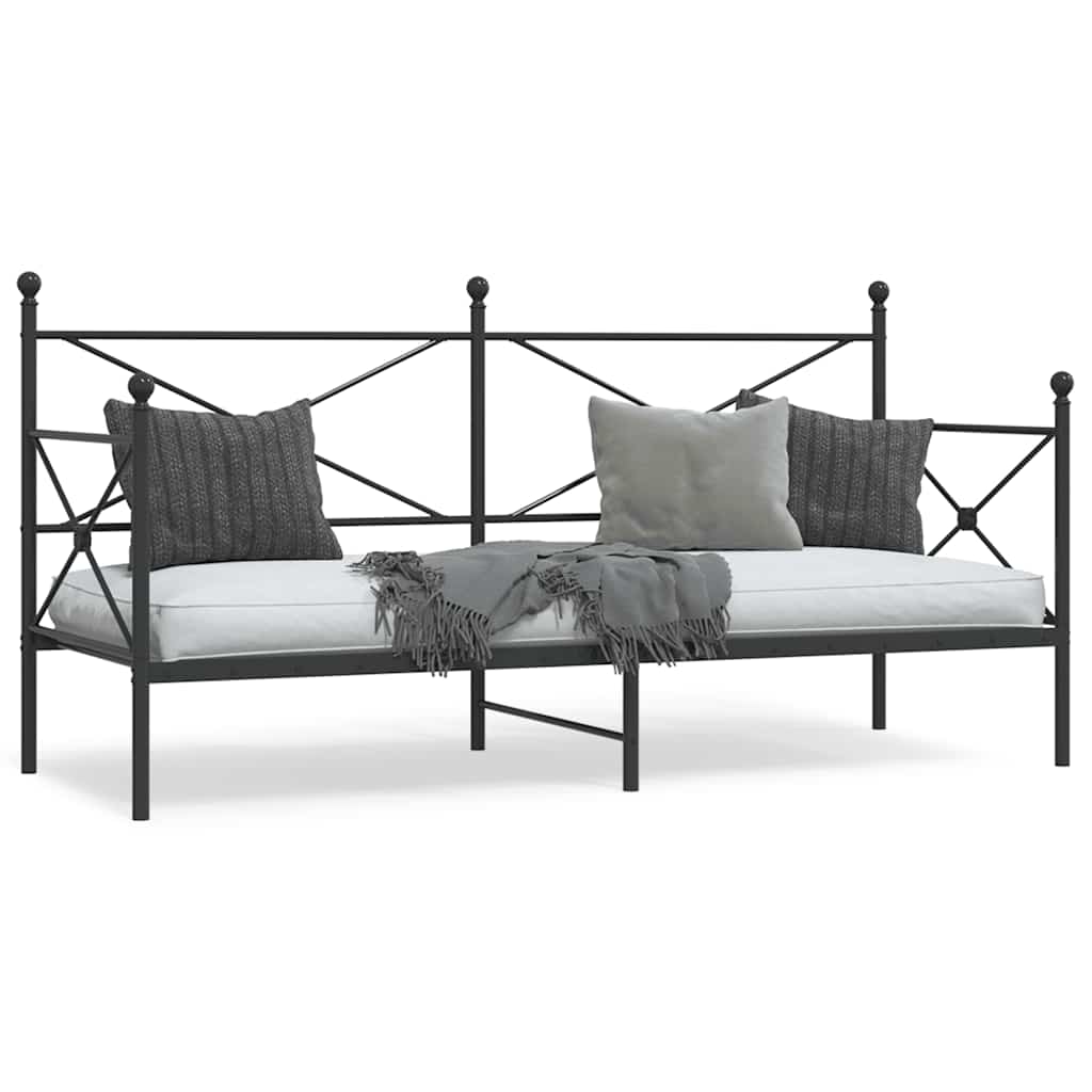 Slaapbank zonder matras 75x190 cm staal zwart is nu te koop bij PeponiXL, paradijselijk wonen!