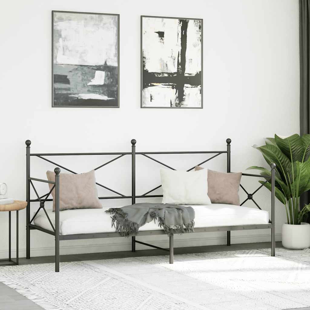 Slaapbank zonder matras 80x200 cm staal zwart is nu te koop bij PeponiXL, paradijselijk wonen!