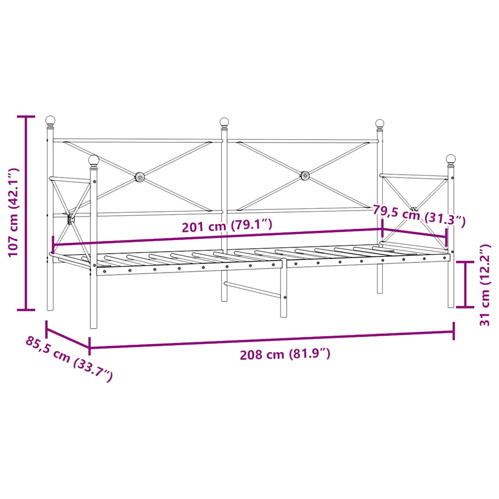 Slaapbank zonder matras 80x200 cm staal zwart is nu te koop bij PeponiXL, paradijselijk wonen!