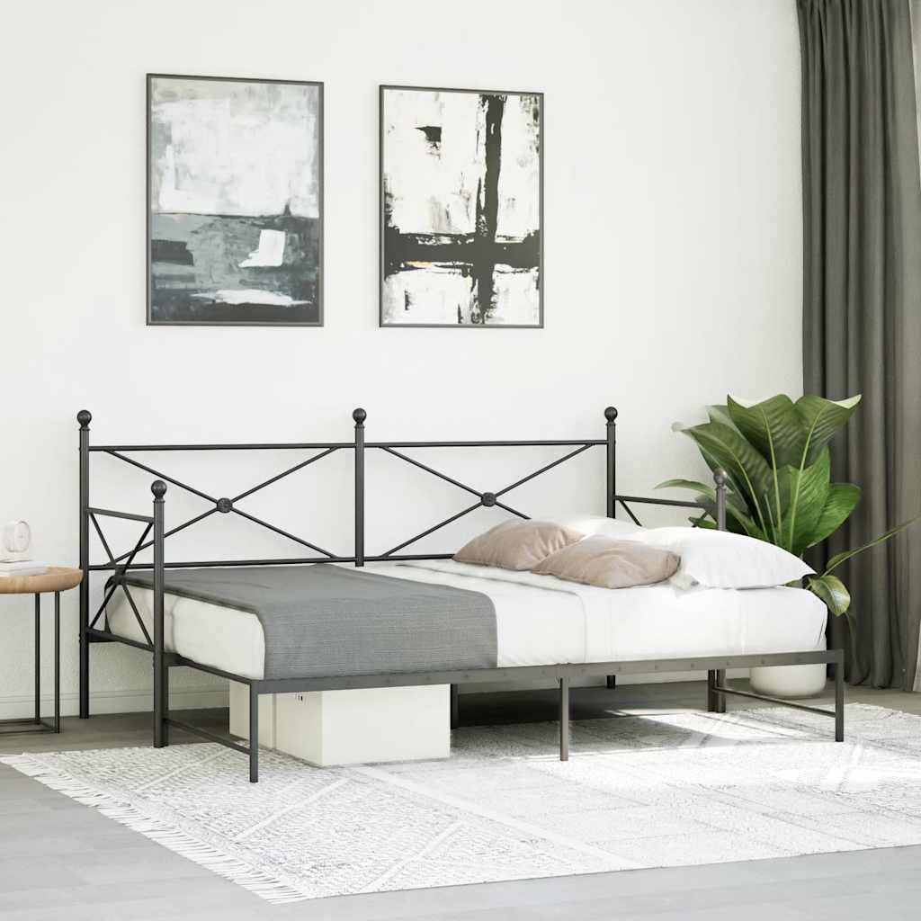Slaapbank met onderschuifbed zonder matras 80x200cm staal zwart is nu te koop bij PeponiXL, paradijselijk wonen!