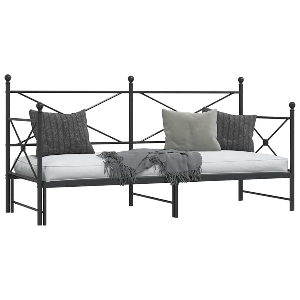Slaapbank met onderschuifbed zonder matras 80x200cm staal zwart is nu te koop bij PeponiXL, paradijselijk wonen!