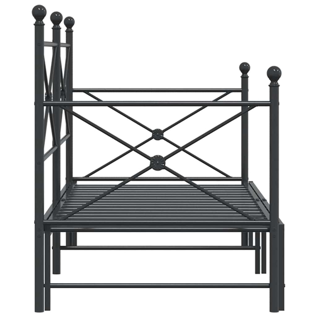 Slaapbank met onderschuifbed zonder matras 80x200cm staal zwart is nu te koop bij PeponiXL, paradijselijk wonen!