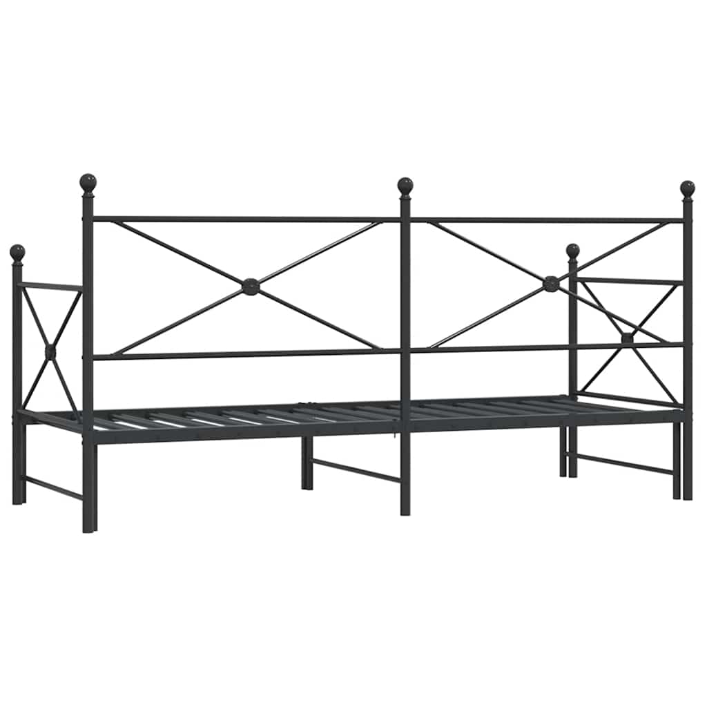 Slaapbank met onderschuifbed zonder matras 80x200cm staal zwart is nu te koop bij PeponiXL, paradijselijk wonen!