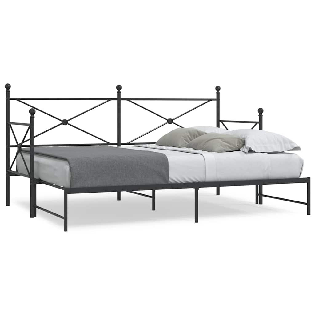 Slaapbank met onderschuifbed zonder matras 80x200cm staal zwart is nu te koop bij PeponiXL, paradijselijk wonen!