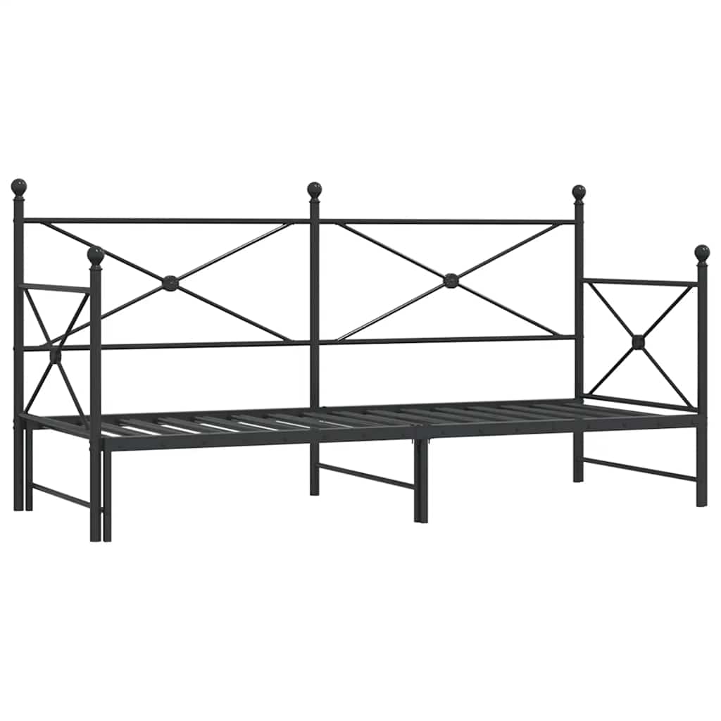Slaapbank met onderschuifbed zonder matras 90x200cm staal zwart is nu te koop bij PeponiXL, paradijselijk wonen!