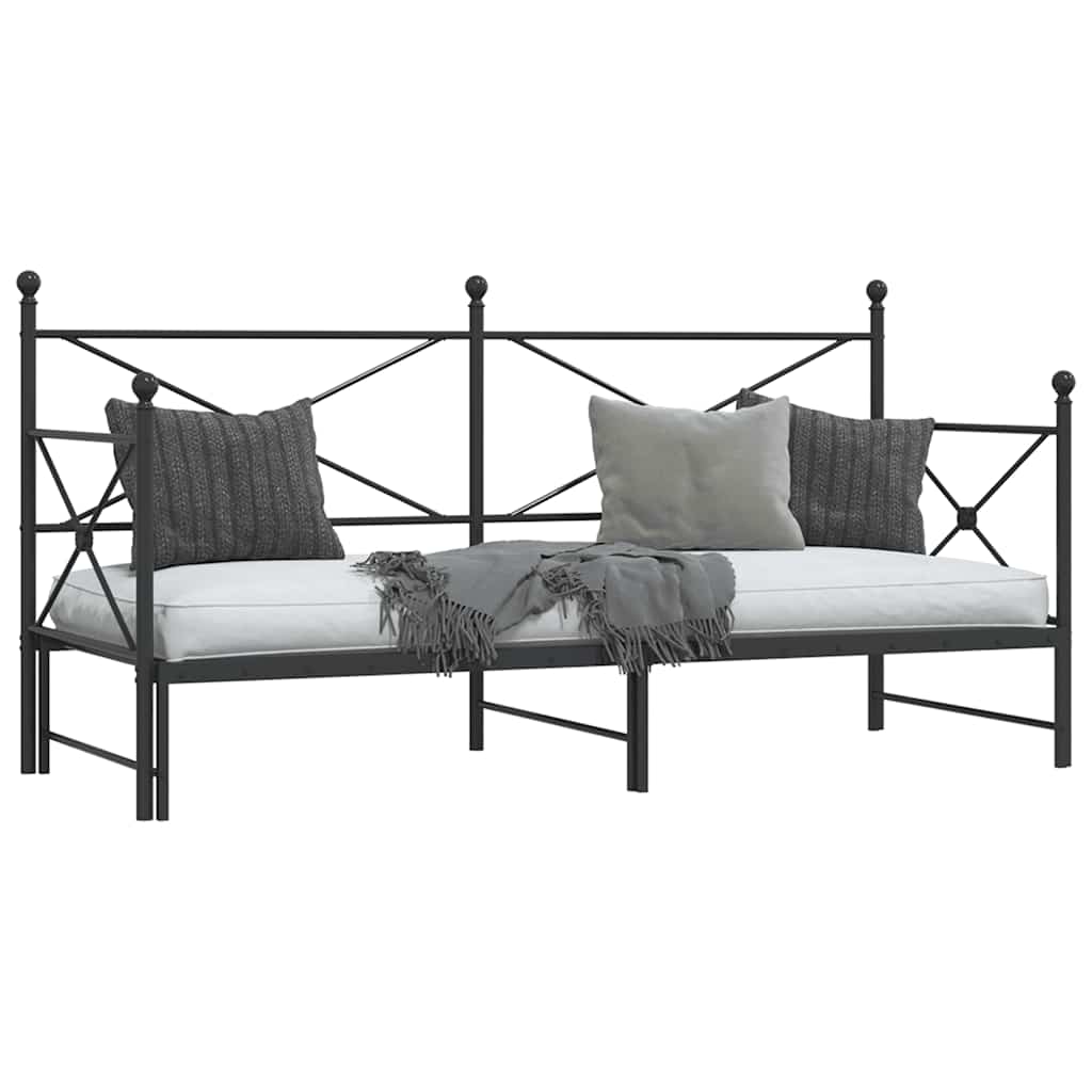Slaapbank met onderschuifbed zonder matras 90x200cm staal zwart is nu te koop bij PeponiXL, paradijselijk wonen!