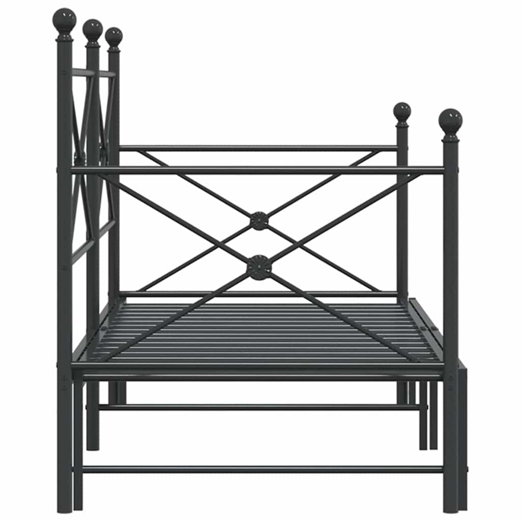 Slaapbank met onderschuifbed zonder matras 90x200cm staal zwart is nu te koop bij PeponiXL, paradijselijk wonen!