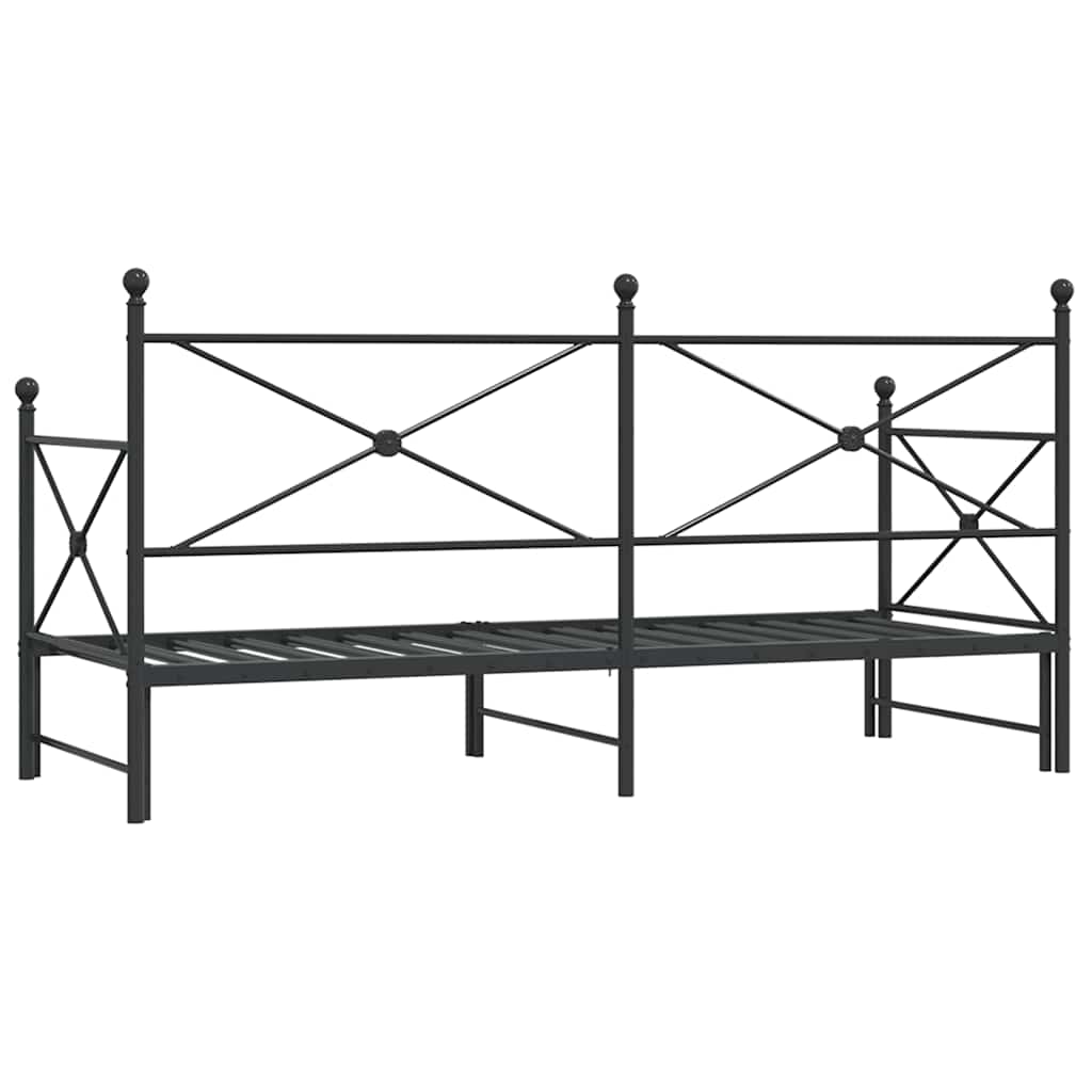 Slaapbank met onderschuifbed zonder matras 90x200cm staal zwart is nu te koop bij PeponiXL, paradijselijk wonen!
