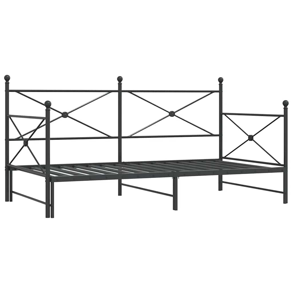 Slaapbank onderschuifbed zonder matras 100x200 cm staal zwart is nu te koop bij PeponiXL, paradijselijk wonen!