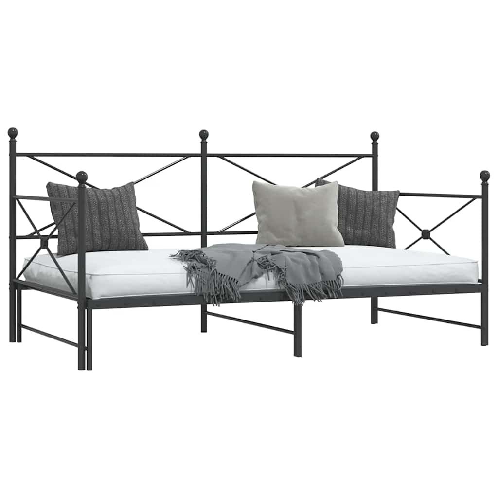 Slaapbank onderschuifbed zonder matras 100x200 cm staal zwart is nu te koop bij PeponiXL, paradijselijk wonen!