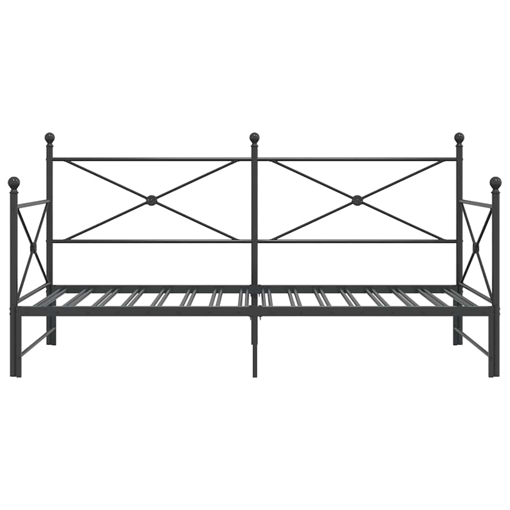 Slaapbank onderschuifbed zonder matras 100x200 cm staal zwart is nu te koop bij PeponiXL, paradijselijk wonen!