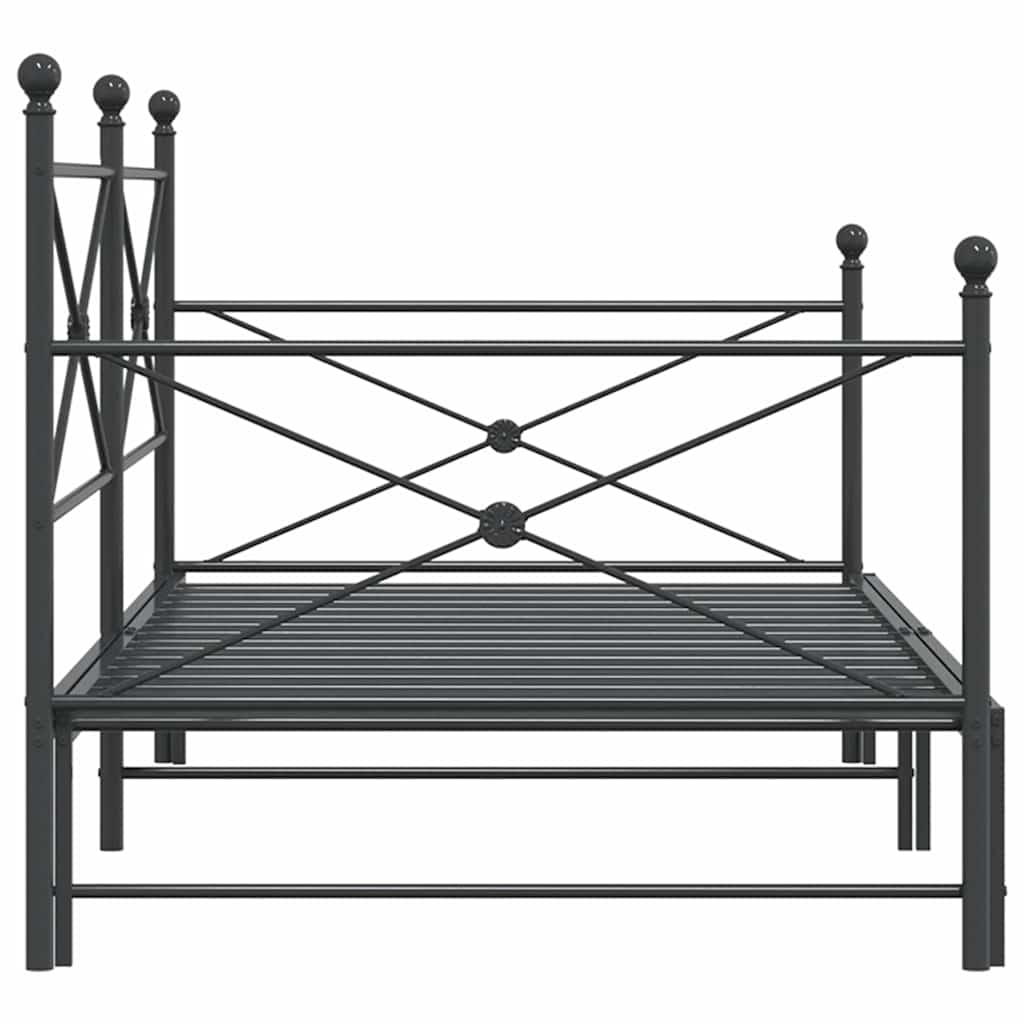 Slaapbank onderschuifbed zonder matras 100x200 cm staal zwart is nu te koop bij PeponiXL, paradijselijk wonen!