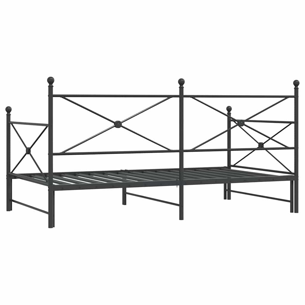 Slaapbank onderschuifbed zonder matras 100x200 cm staal zwart is nu te koop bij PeponiXL, paradijselijk wonen!